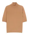 Max Mara Cecina Turtleneck Wool Knit Top In Nude