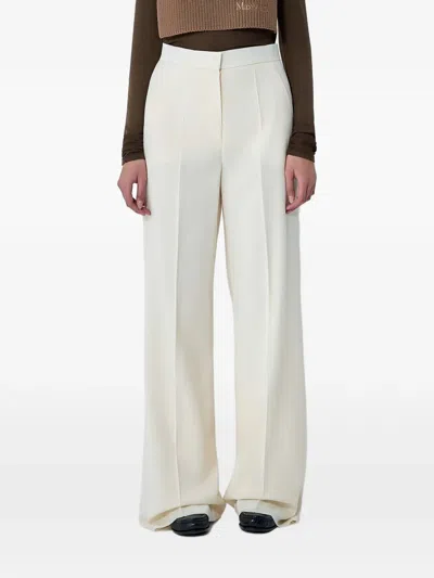 Max Mara High-rise Pleated Trousers In White