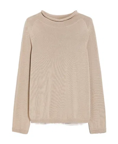Max Mara High Round Neck Sweater In Nude