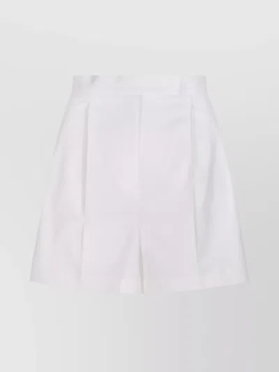 Max Mara High Waist Button Detail Shorts In White