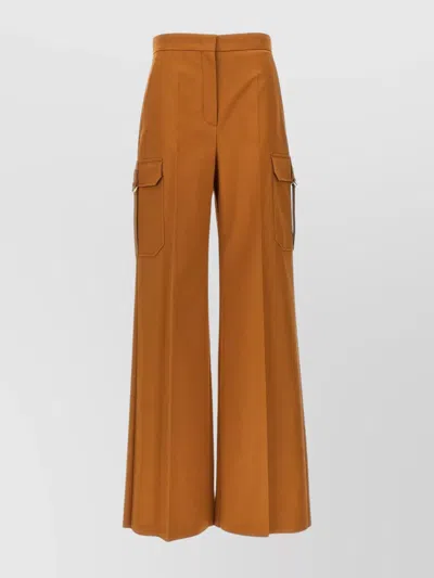 Max Mara High Waist Cargo Trousers With Wide-leg Design In Brown