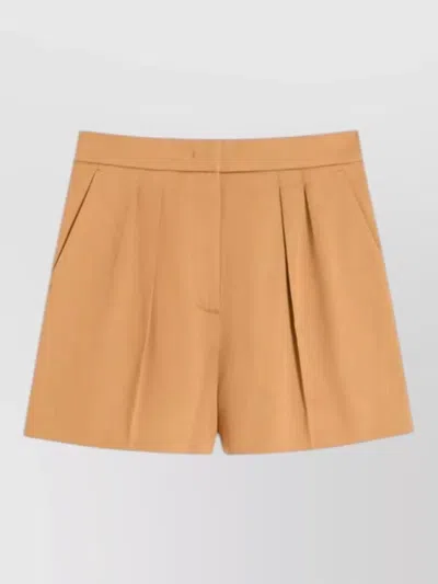 Max Mara High Waist Flared Cotton Satin Pants In Brown