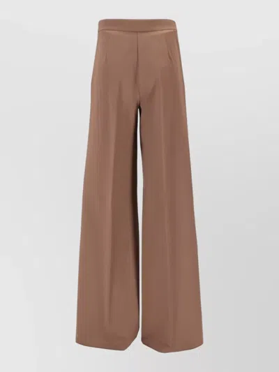 Max Mara High Waist Jersey Wide Leg Trousers In Brown
