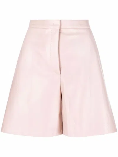 Max Mara High-waist Leather Shorts In Pink