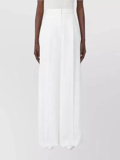 Max Mara High Waist Loose Fit Wide Leg Trousers In White