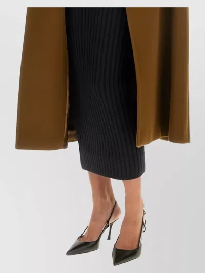 Max Mara High Waist Midi Skirt With Ribbed Texture In Brown