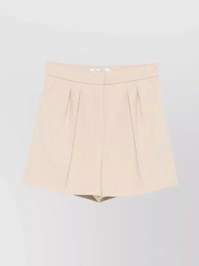 Max Mara High Waist Pleated Design Shorts With Side Pockets In White