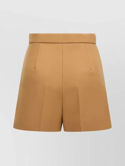 Max Mara High Waist Pleated Shorts With Belt Loops In Brown
