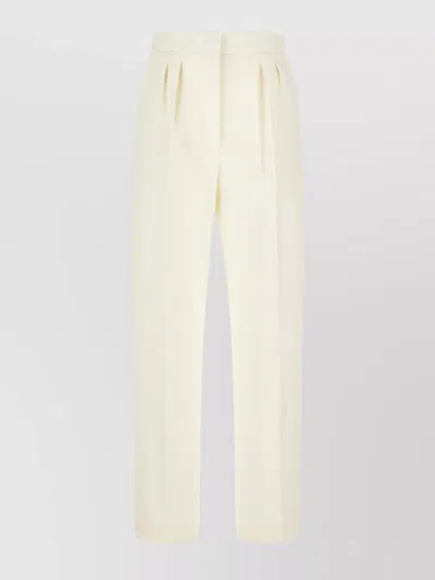 Max Mara High Waist Pleated Straight Leg Trousers In Neutral
