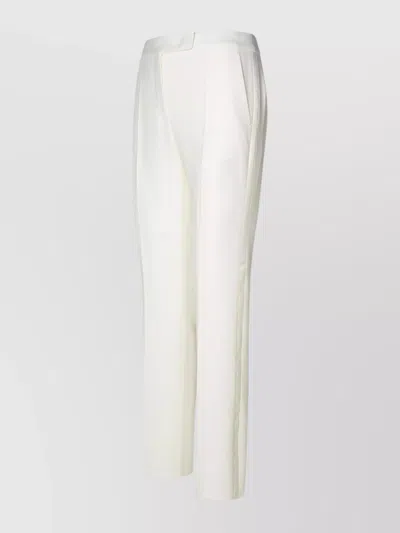 Max Mara High Waist Pleated Trousers With Back Welt Pockets In White