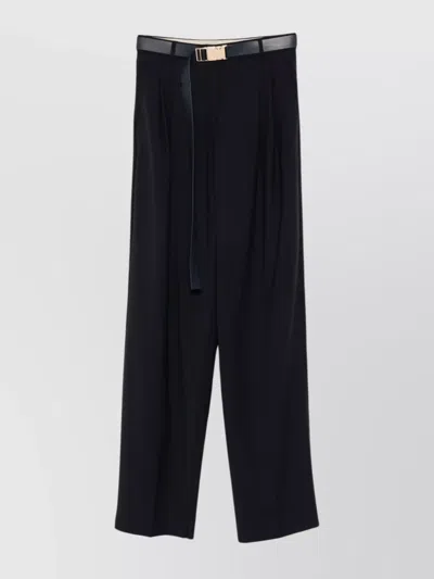 Max Mara High Waist Pleated Trousers With Wide Leg In Black