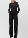 Max Mara High Waist Pleated Wide Leg Trousers With Buttons In Black