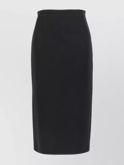 Max Mara High Waist Skirt Back Slit Design In Black