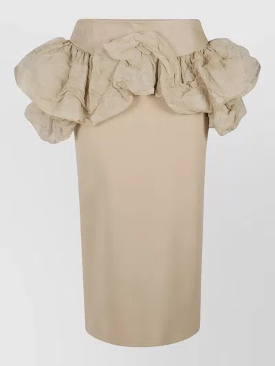 Max Mara High Waist Skirt Back Slit Ruffles In Multi