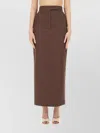 Max Mara High Waist Skirt Front Slit In Brown