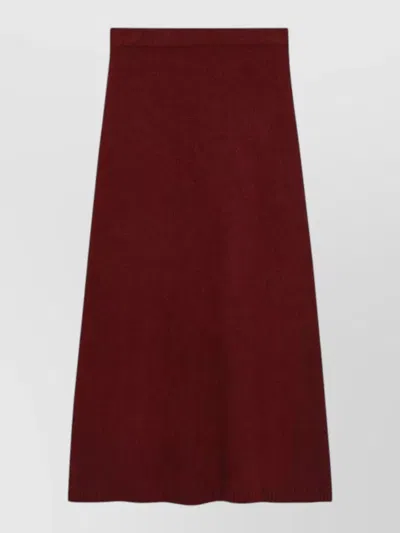 Max Mara High Waist Skirt Ribbed Hem Detail In Burgundy
