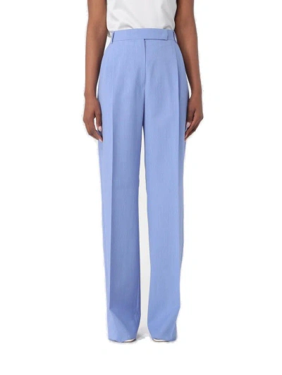 Max Mara High Waist Straight Leg Trousers In Blue