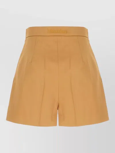 Max Mara High Waist Stretch Cotton Pleated Shorts In Multi