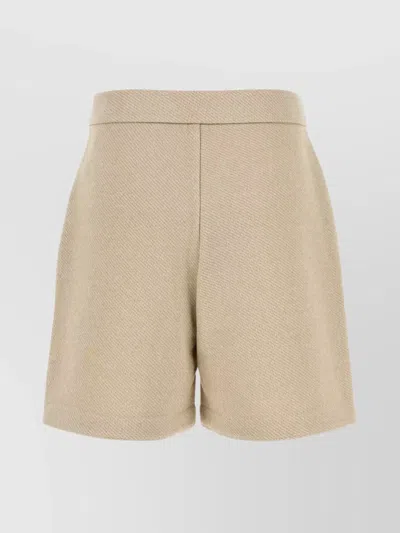MAX MARA HIGH WAIST TEXTURED FABRIC SHORTS WITH SIDE POCKETS