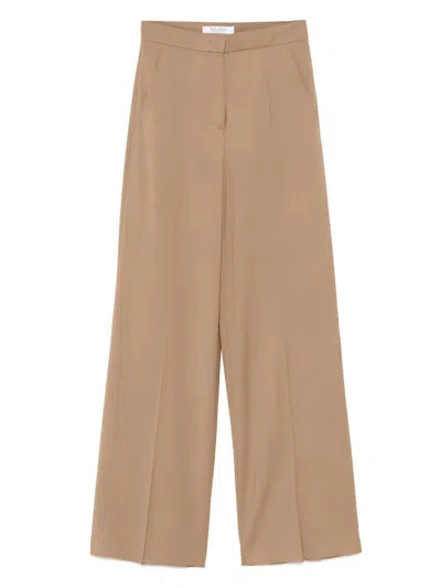 Max Mara High-waist Trousers In Virgin Wool In Green
