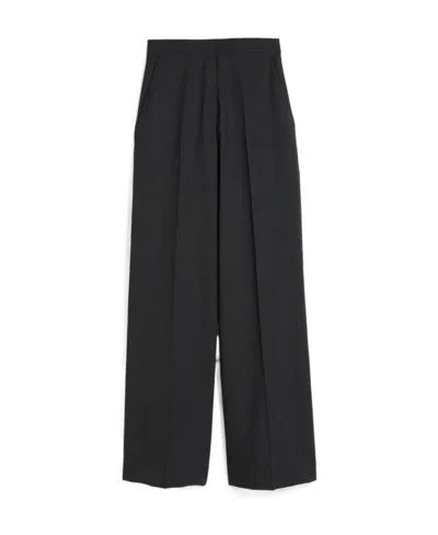 Max Mara Maxmara Wool Blend Seersucker Trousers In Black