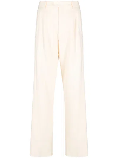 Max Mara High-waist Virgin Wool Trousers In Neutrals