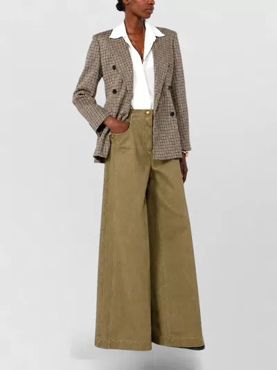 Max Mara High Waist Wide Leg Denim Trousers In Gold