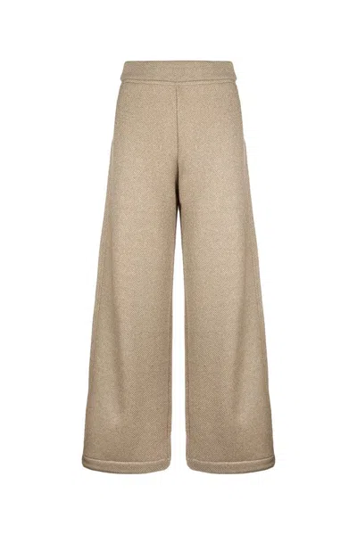 Max Mara High Waist Wide Leg Pants In Beige