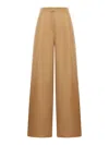 Max Mara Pantalone Ampio In Seta E Lino In Beige