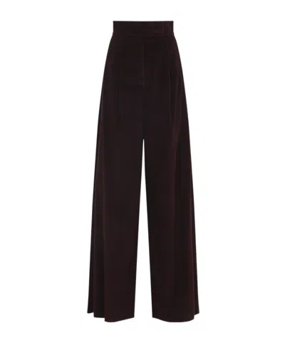 Max Mara High Waist Velvet Wide Leg Trousers In Black