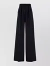 Max Mara High Waist Wide-leg Pleated Trousers In Black