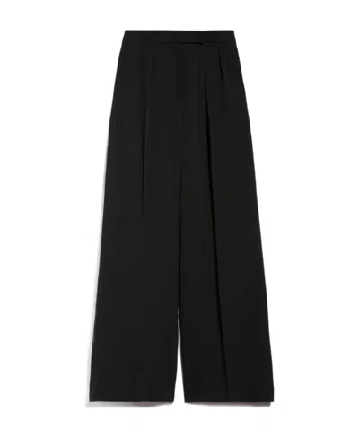 Max Mara Stretch Wool Pants In Black