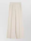 Max Mara High Waist Wide Leg Pleated Trousers In White
