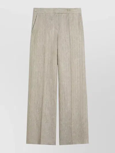 Max Mara High Waist Wide Leg Tailored Trousers In Brown