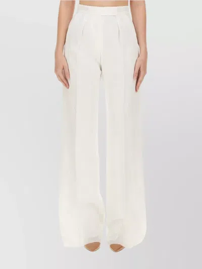 Max Mara High Waist Wide Leg Trousers In White