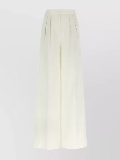 Max Mara High Waist Wide Leg Trousers With Pleated Design In Yellow