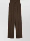 Max Mara High Waist Wide Leg Trousers With Pleats In Brown