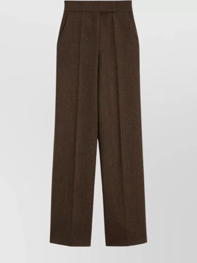 MAX MARA HIGH WAIST WIDE LEG TROUSERS WITH PLEATS