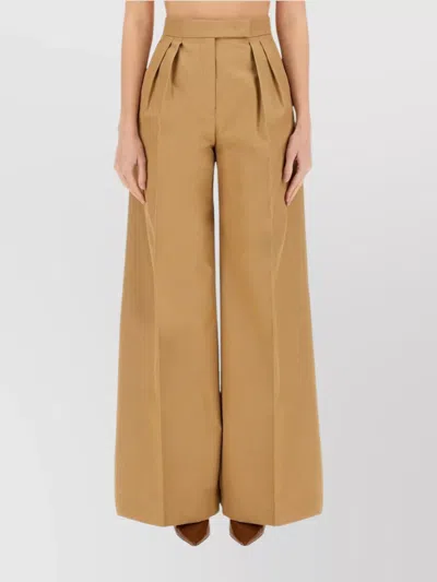 Max Mara High Waist Wide Leg Trousers With Pockets In Brown