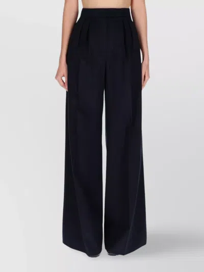 Max Mara High Waist Wide Leg Trousers With Pockets In Black