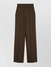 Max Mara High Waist Wide Leg Trousers With Pockets In Brown