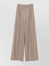 Max Mara High Waist Wide Leg Trousers With Pockets In Neutral