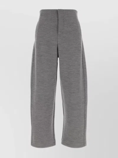Max Mara High Waist Wide Leg Trousers With Seam Detail In Gray