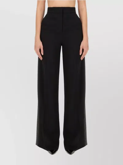 Max Mara High Waist Wide Leg Trousers With Stripe In Black