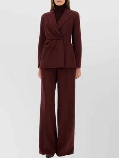 Max Mara High Waist Wide Leg Trousers With Stripes In Burgundy