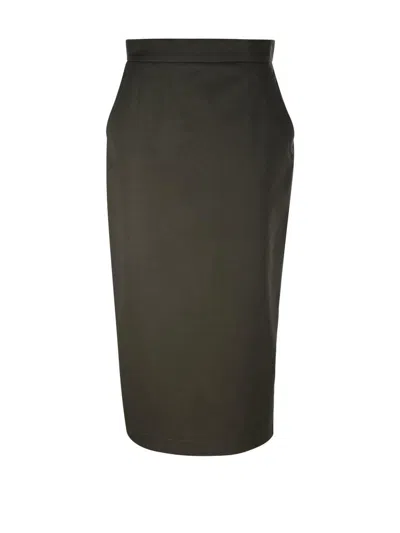 Max Mara High-waist Zip Detailed Skirt In Verde Oliva