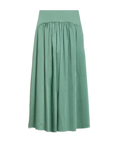 Max Mara High Waist Zipper Skirt In Green