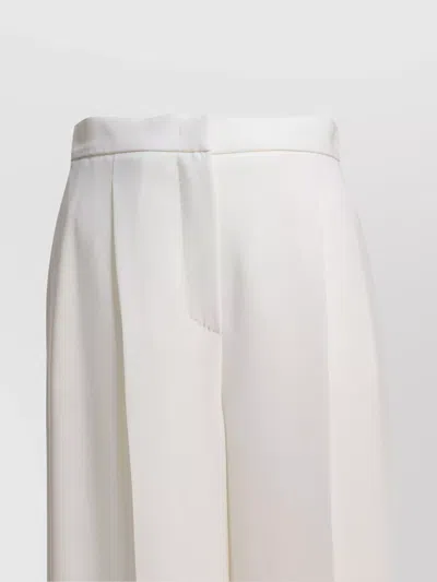 Max Mara High Waistband Pleated Wide Leg Trousers In White
