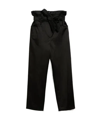 Max Mara High-waisted Belted Satin Trousers In Black