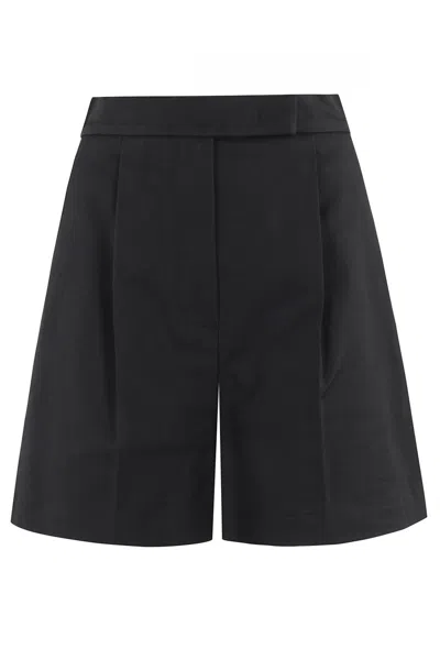 Max Mara High-waisted Tailored Shorts With Front Pleats And Pockets In Black